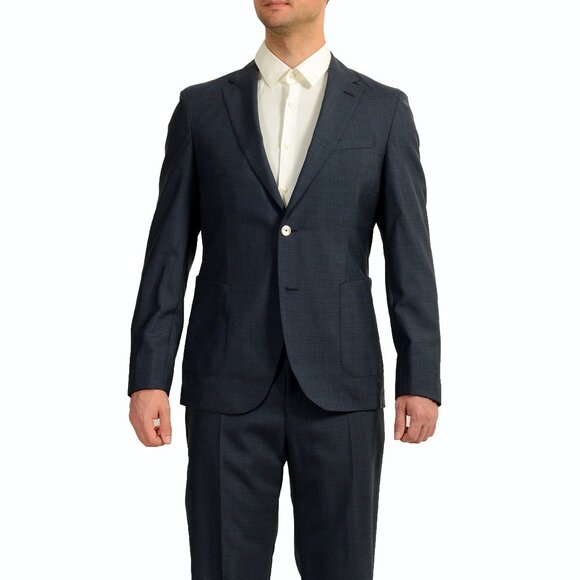Hugo Boss Men's "T-Novem/Brite" Blue Wool Mohair Two Button Suit US 44R IT 54R - Picture 1 of 14